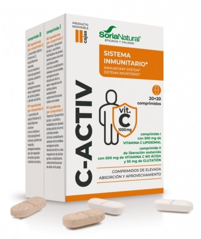 VITAMINA C-ACTIV 1000 20+20 COMPS. SORIA NATURAL